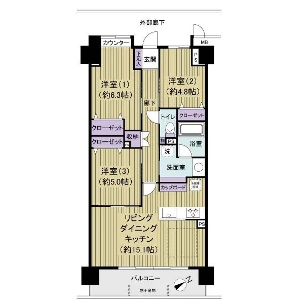 ファミール西船橋六番館 ３ＬＤＫ、７０m2、南東向き、室内新規リフォーム予定