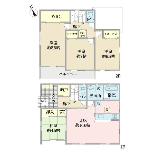 松戸市金ケ作 全居室南西向き!陽当たり良好の設計です