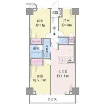 【外観】「全60戸の7階建てマンション。現地南側には遊歩道があり、小さなお子様がいても安心してお・…