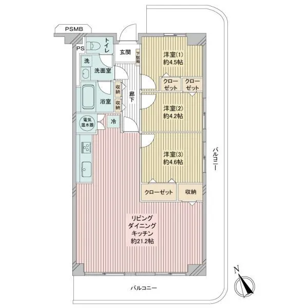 ネオコーポ浦和もくせいの棟 間取図