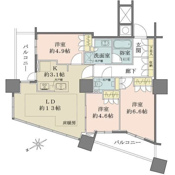 ザ・パークハウス西新宿タワー60 間取図