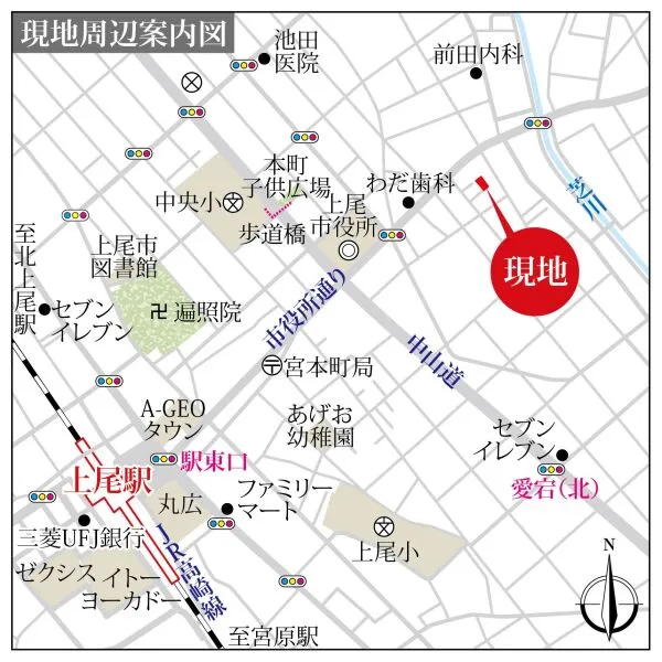 カーサ上尾本町 現地案内図