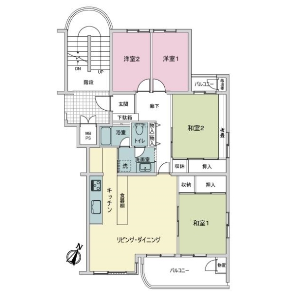 港北ニュータウンかしの木台ハイツ５号棟 間取図