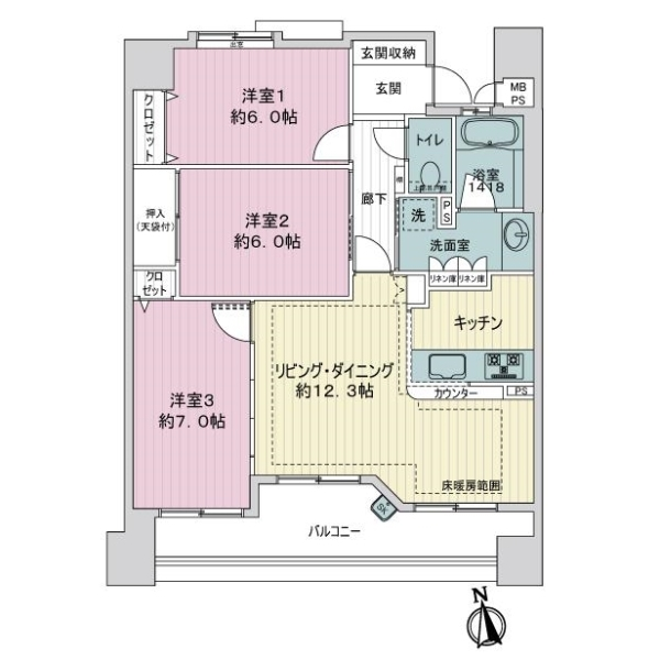ライオンズマンション富士見町 間取図