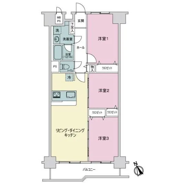 ライオンズマンション調布Ｂ棟 間取図