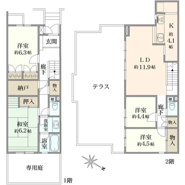 ガーデンハイツ読売ランド前A棟 間取図