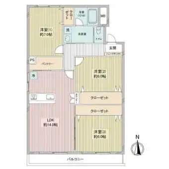 専有面積82.20m2、3LDK！