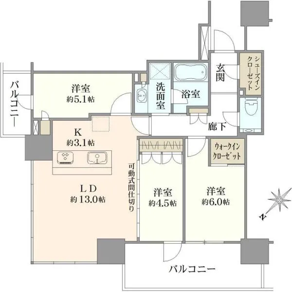 プラウドタワー相模大野クロス 間取図