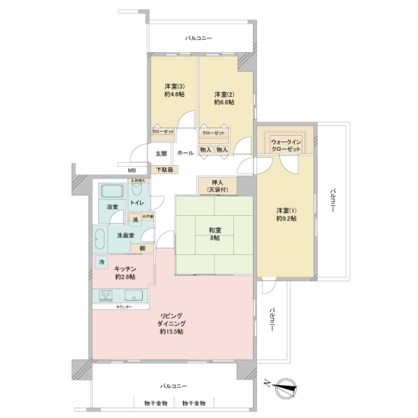 リジェンヌ京町２号棟 間取図