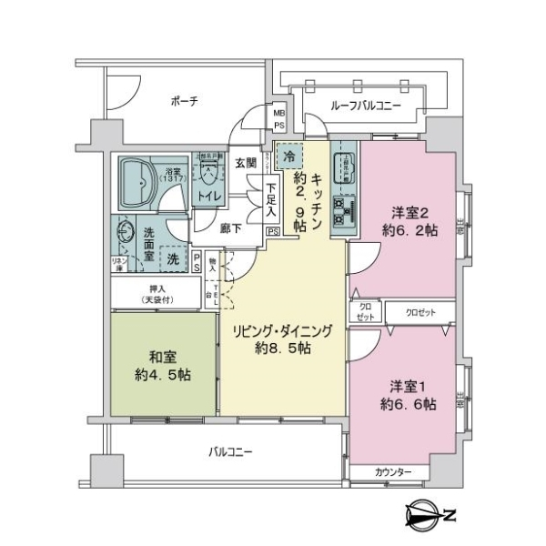 リベレンス大鳥居トライアード 間取図