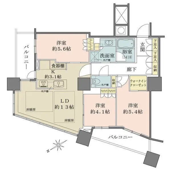 ザ・パークハウス西新宿タワー６０ 間取図