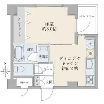 ＊新規内装リノベーション物件＊４階部分／北東角住戸／１ＤＫ＋大容量クローゼット付