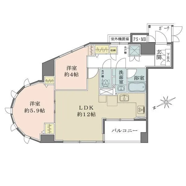 ユニーブル島津山 北西・北東・南東の3方角部屋、2025年1月末にリフォーム歴有り