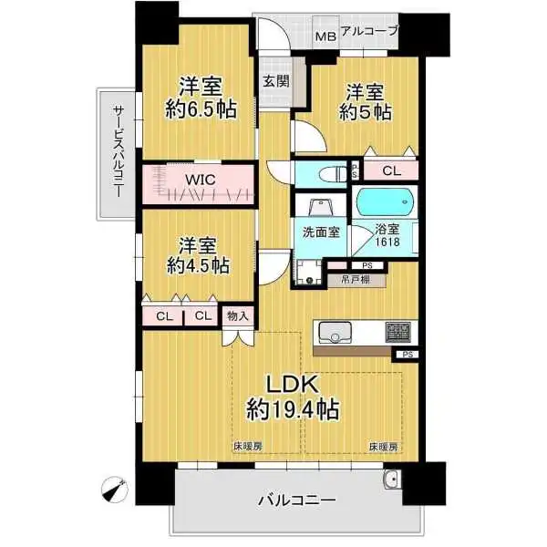 プレサンスロジェ草津シエル 間取図