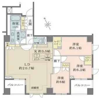 LDK約20.7帖、全居室6帖超のゆとりある住まい。2箇所のウォークインクローゼットなど、収納豊富。