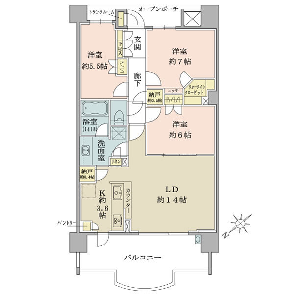 ブリリアエルシオ萩山［Ｂｒｉｌｌｉａ　Ｌ−Ｓｉｏ萩山］ 間取図