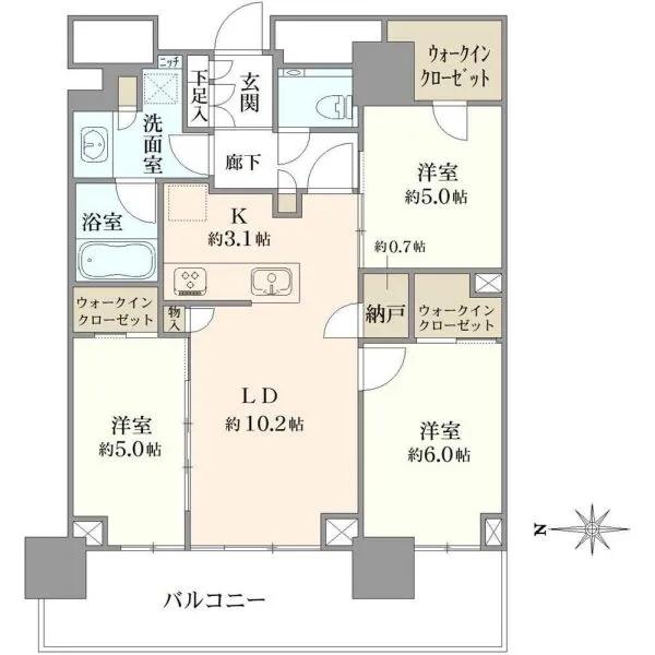 プラウドタワー武蔵小金井クロスイースト 間取図