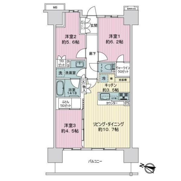 ザ・パークハウス　オイコス　赤羽志茂　サードスクエア 間取図