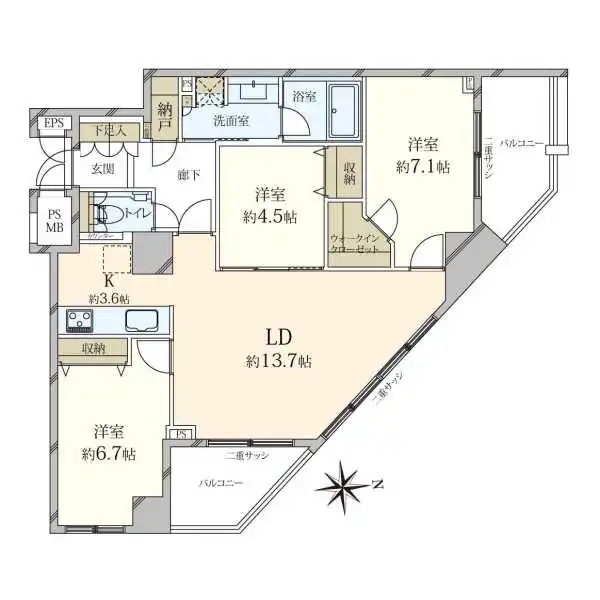 アトラスアリーナ武蔵新城ランドマークコート 間取図