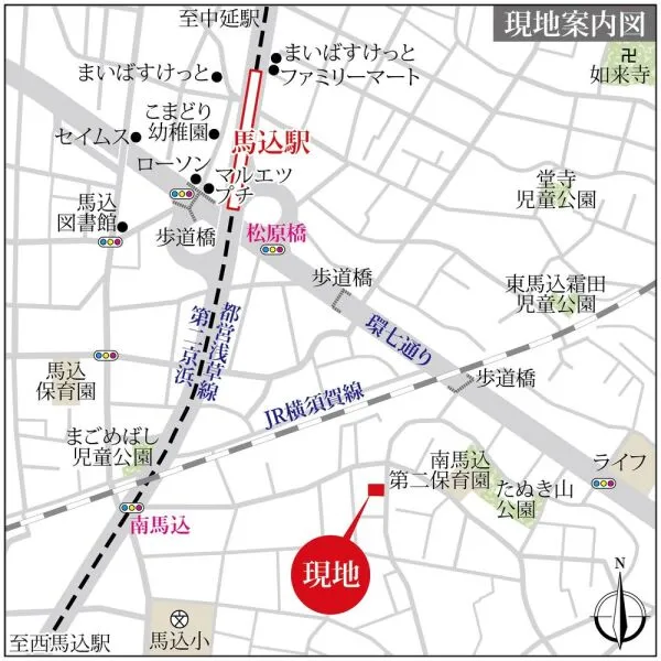 大田区南馬込1丁目 現地案内図