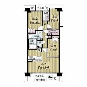 3階・71.48m2・東向きのお部屋です♪