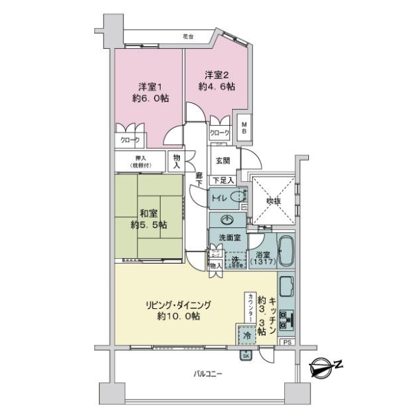 二子多摩川パーク・ホームズ　ビューパティオ 間取図