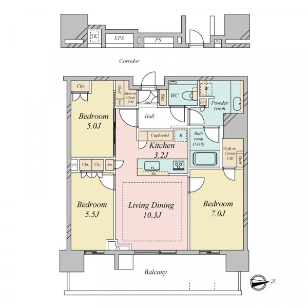 ＨＡＲＵＭＩ　ＦＬＡＧ　ＳＵＮ　ＶＩＬＬＡＧＥ　Ｔ棟 間取図