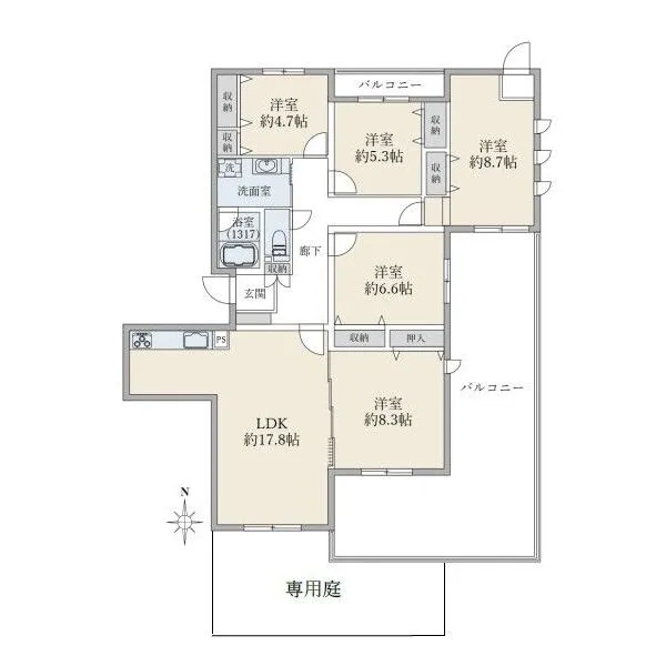 青葉の森公園通り団地8号棟 間取図