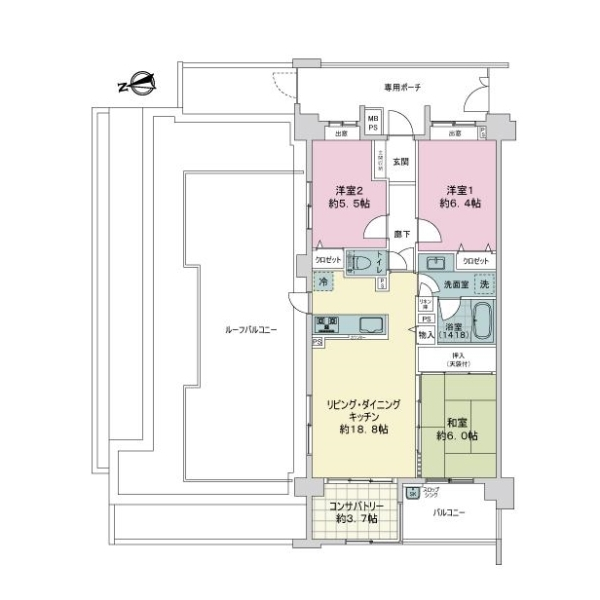 ライオンズ府中中河原マークスフォート 間取図