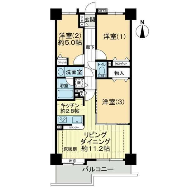 ライオンズヴィアーレ相模大野 間取図