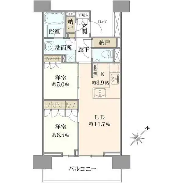 ＨＡＲＵＭＩ　ＦＬＡＧ　ＳＵＮ　ＶＩＬＬＡＧＥ　Ｃ棟 間取図
