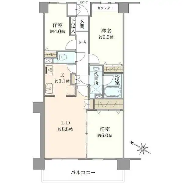 二俣川パーク・ホームズ壱番館 間取図