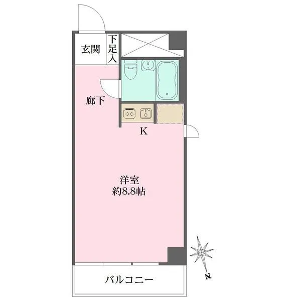 藤和新宿御苑コープ 居室を広く活用できるシンプルなワンルームタイプ。単身者の方やセカンドハウス利用にもおすすめです。