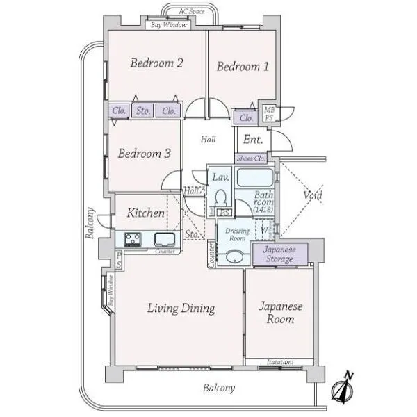 ライオンズヴィアーレ高針台2番館B棟 間取図