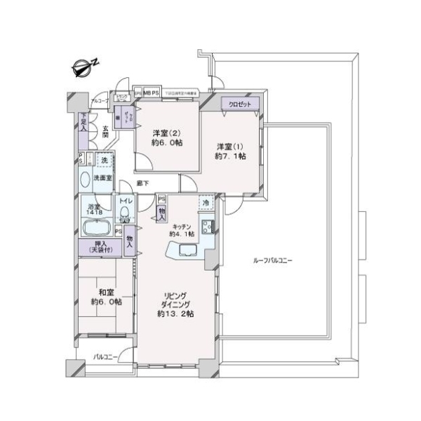 ライオンズマンション立川柴崎町 間取図