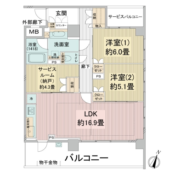 イニシア甲南山手 間取図