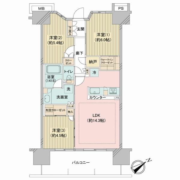 ＴＨＥパームス相模原パークブライティア 間取図