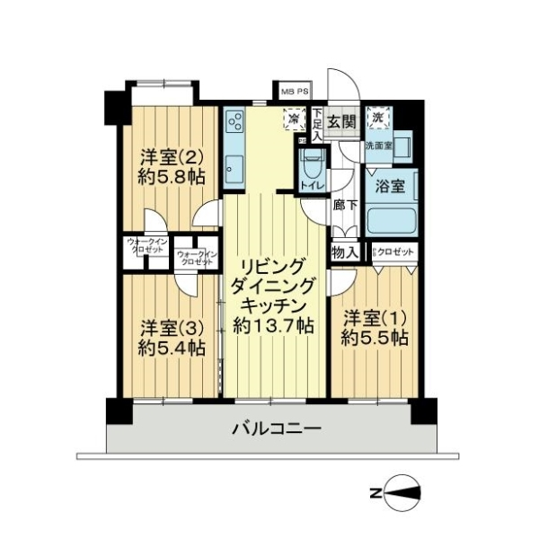 ライオンズモリス府中武蔵台 間取図