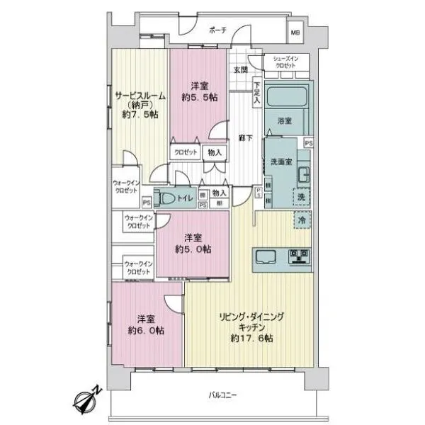 コスモ・ザ・パークス調布多摩川 間取図