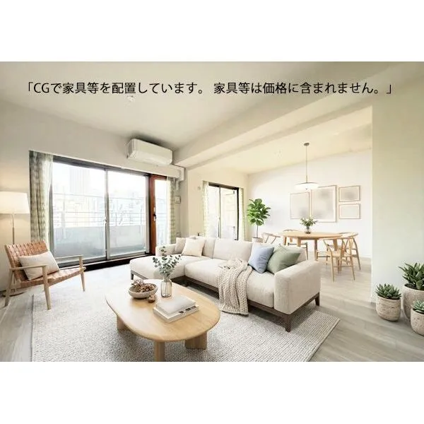 オーベル月島リバージュグラン リビングイメージ。CGで家具等を配置しています。家具等は価格に含まれません。