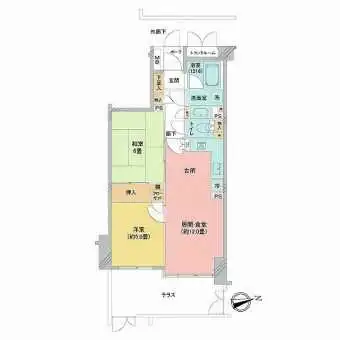 ２LDK、専有面積52.82m2