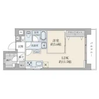【間取図】１ＬＤＫ＋Ｎ　４０．３２平米