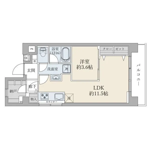 中銀明大前マンシオン 【間取図】１ＬＤＫ＋Ｎ　４０．３２平米
