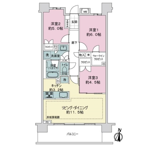 ライオンズ東綾瀬公園グランフォート 間取図