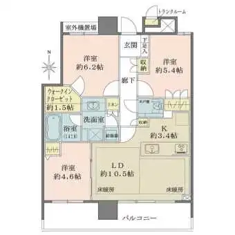 ライフスタイルの変化に応じて、2LDK⇔3LDKとしてご利用いただける間取りです