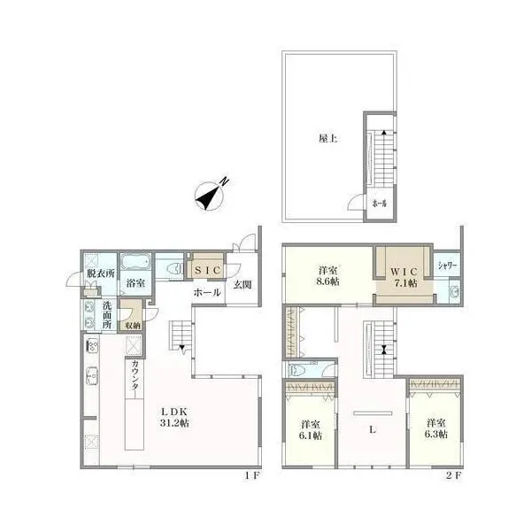 芦屋市朝日ケ丘町 間取り図