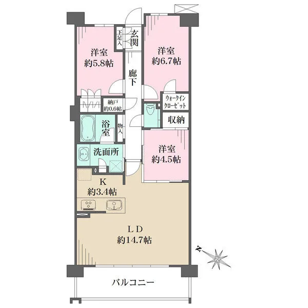 プラウド昭和楽園町テラス 間取図