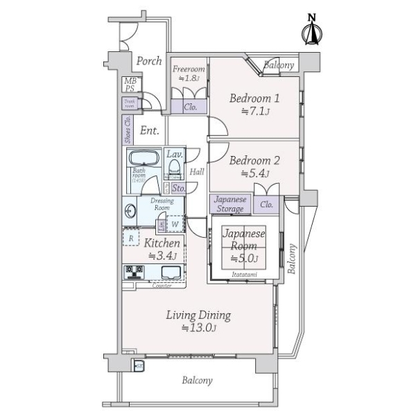 ライオンズマンション茅ヶ崎サザンビーチ 間取図