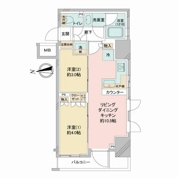 ライオンズ浅草橋ミレス 2LDK、南・西の角住戸