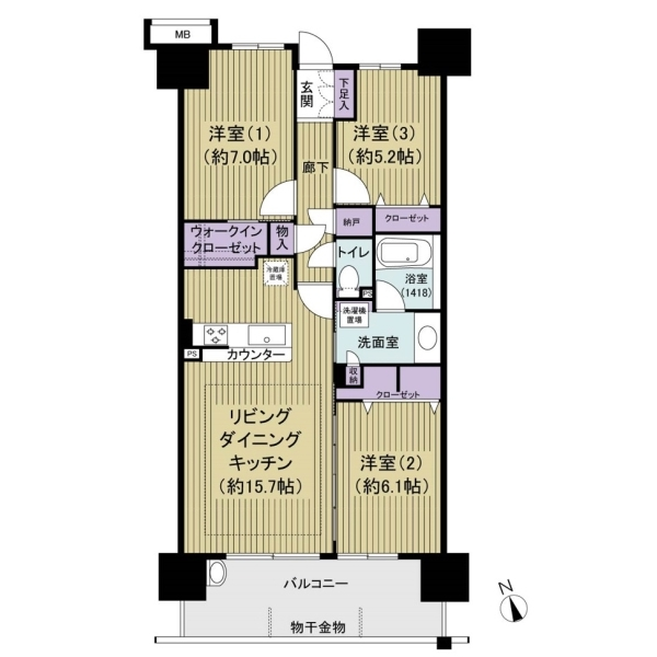 グランマークスツインフォートＢ棟 間取図